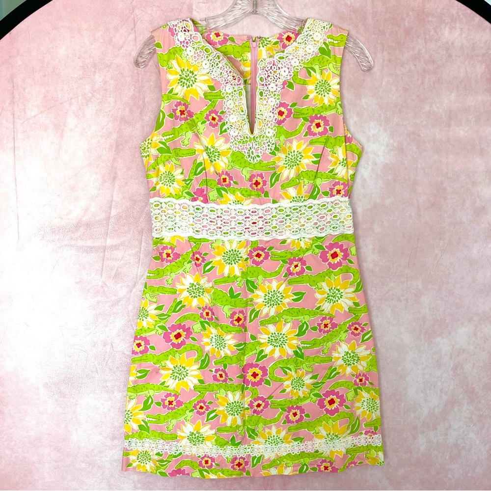 Lily Pulitzer alligator floral shift dress size 6